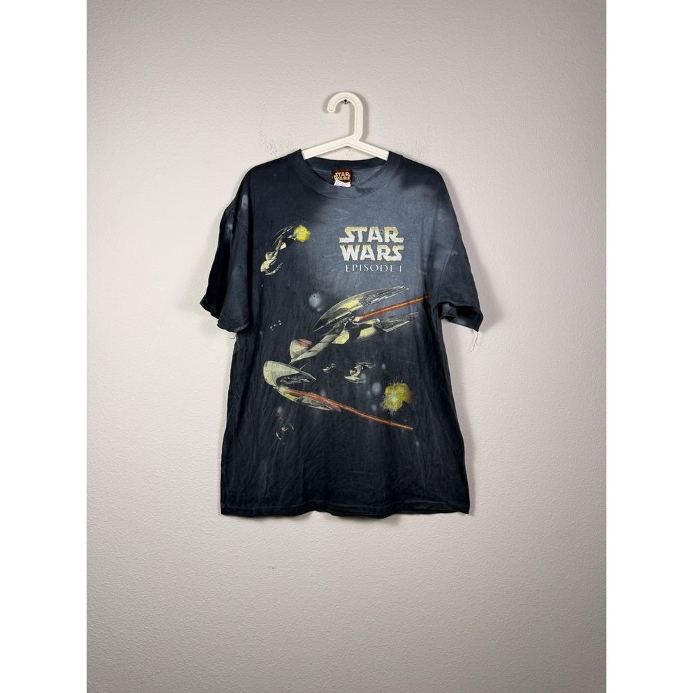 Vintage 90s Star Wars Episode 1 Space Battle Movie Promo T Shirt Size M‎